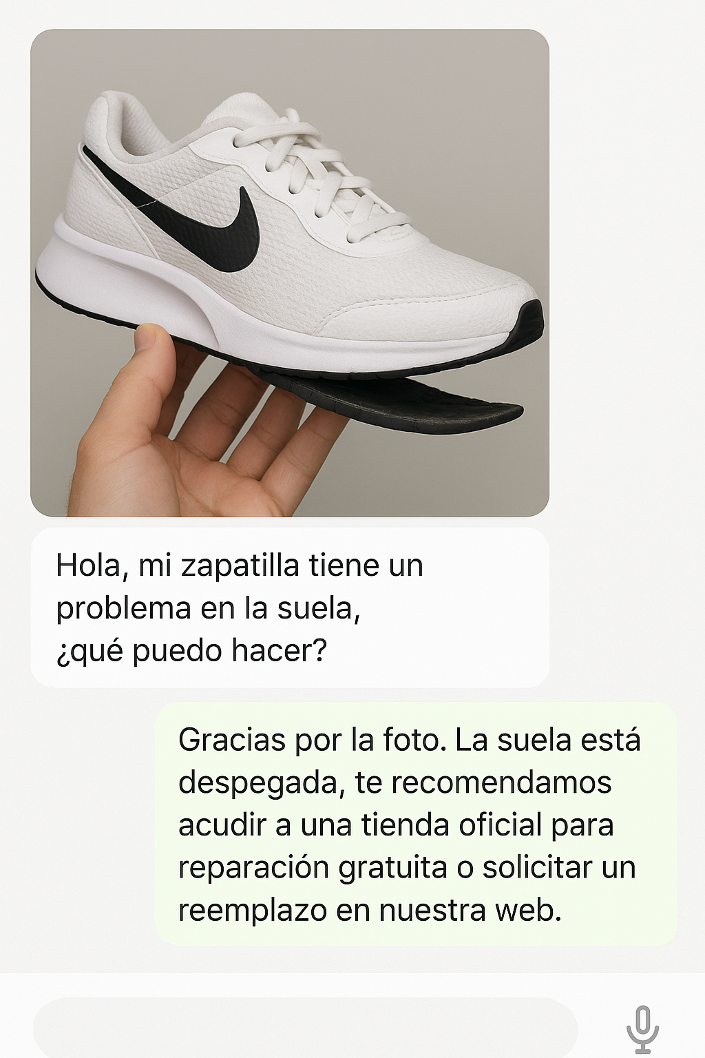 Atención al cliente con imagen – ejemplo de chat